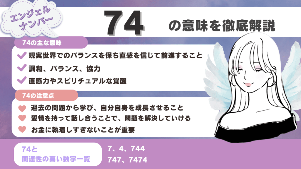 エンジェルナンバー74の意味とは？/復縁/恋愛/ツインレイ/実践/片思いを徹底解説
